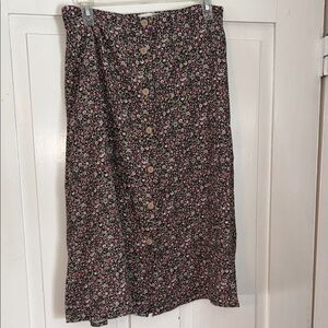 Y2K Women’s Ditsy Floral Midi Skirt Size 8 Dark Fairy Woodland Office Festival